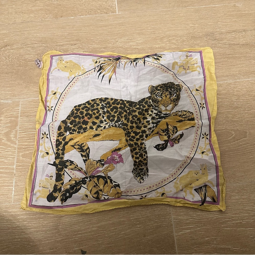 Salvatore Ferragamo Leopard Print Cotton Scarf / Handkerchief